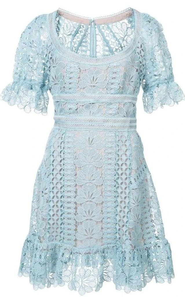 Self-Portrait Light Blue Floral Lace Dress 1