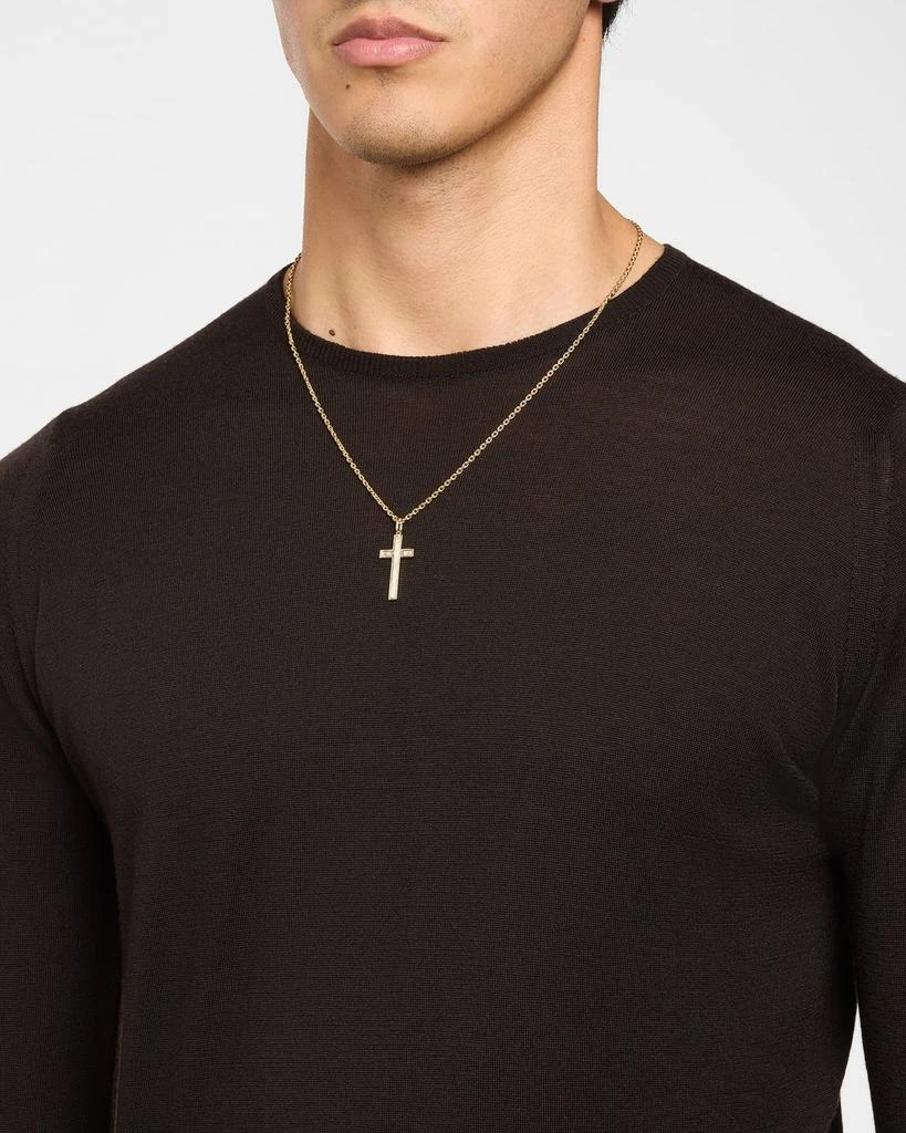 Sydney Evan Men's 14K Gold Diamond Baguette Cross Pendant 2