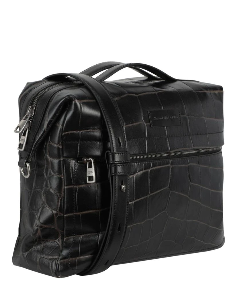 Alexander McQueen Croc Embossed Leather Messenger Bag 2