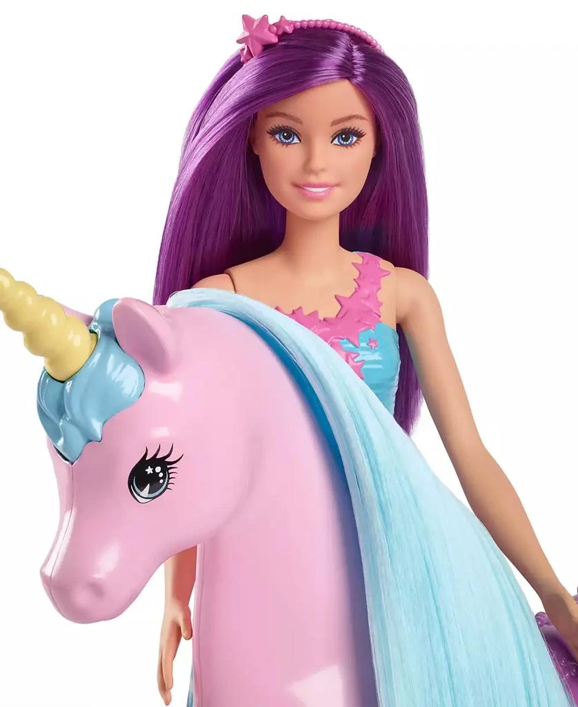 Barbie Fantasy Doll & Unicorn Toy Set - Includes Saddle, Brush, & Accessories 2