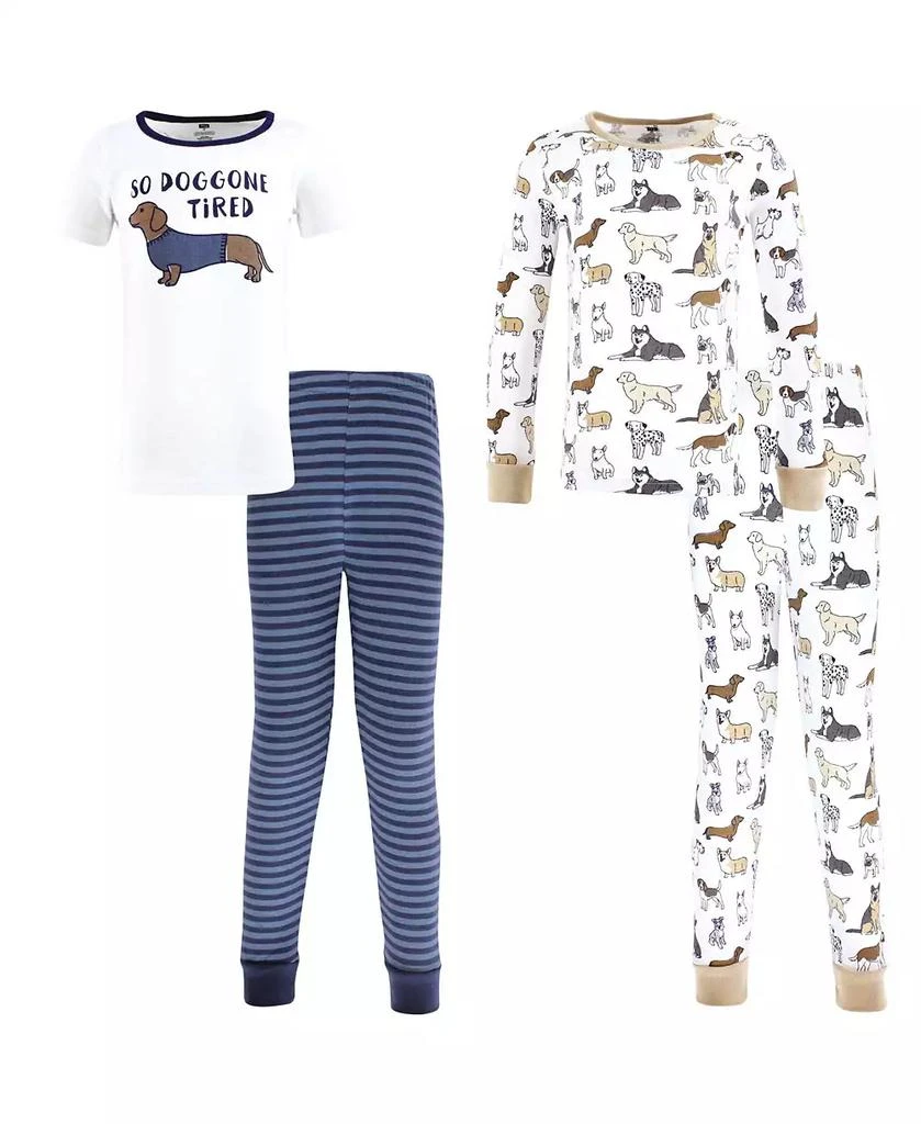 Hudson Toddler Boys Hudson Cotton Pajama Set 4-Pack, Navy Dogs