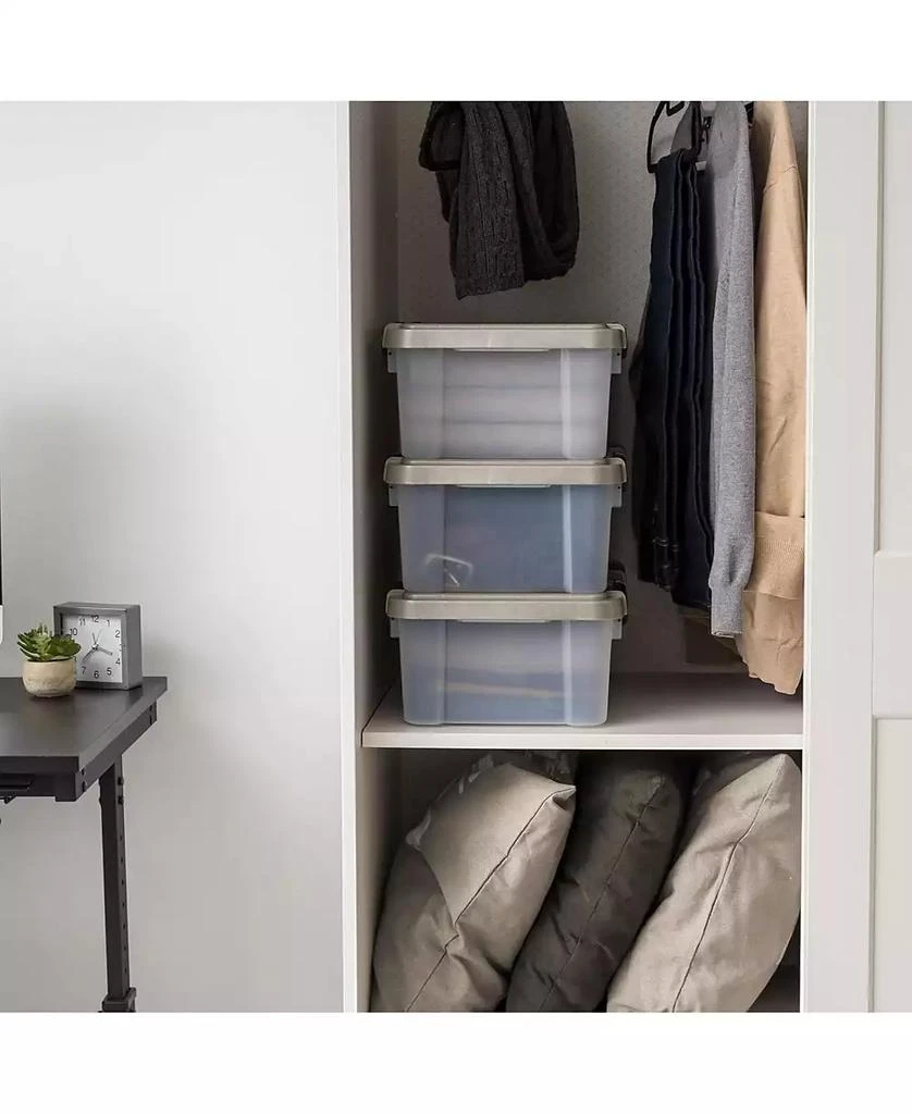 IRIS USA 16 Qt Storage Bins with Gasket Seal Lid, Clear/Chrome, 3Pk 3