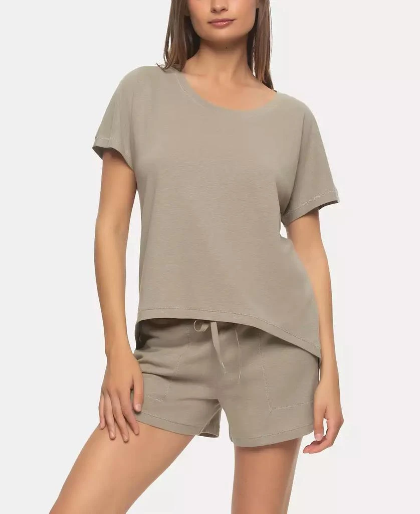 Felina Women
s Lauren Linen Jersey Pullover Top and Shorts Sleepwear 1