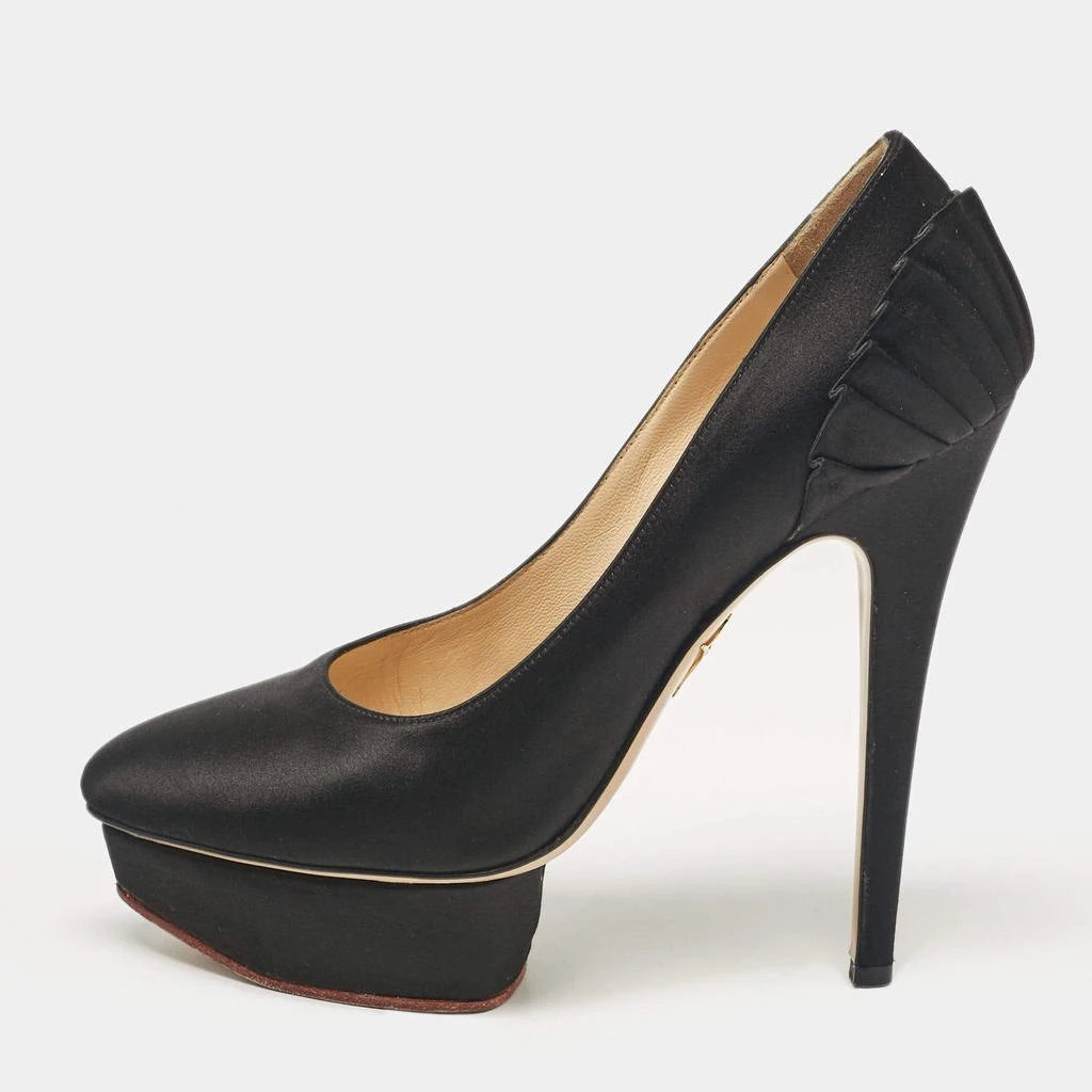 Charlotte Olympia Charlotte Olympia Black Satin Paloma Platform Pumps Size 37.5 1