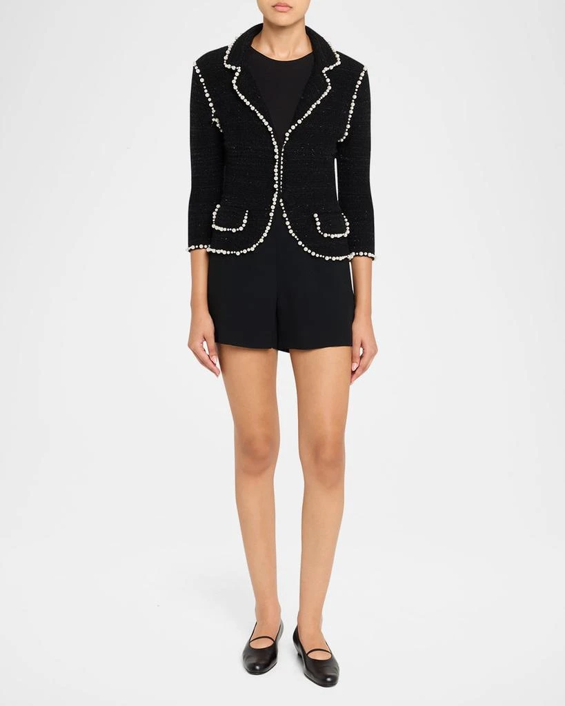 Teri Jon Bead-Trim Metallic Tweed Blazer 2