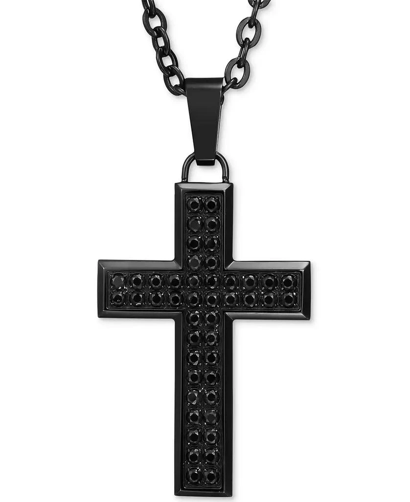 Macy
s Men
s Black Sapphire Square Cross 22" Pendant Necklace (1-1/2 ct. t.w.) in Black Ion-Plated Stainless Steel