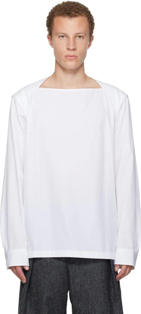Dries Van Noten White Boat Neck Cotton Shirt 1