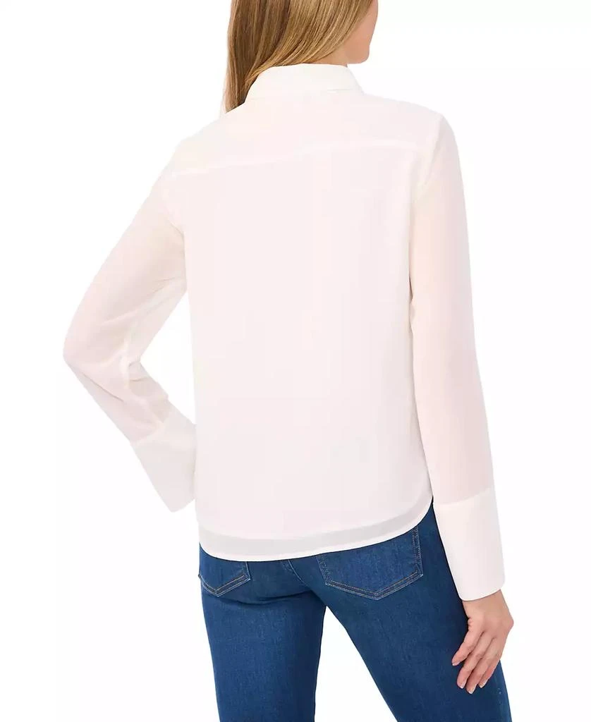 CeCe Women's Scalloped-Trim Collared Long-Sleeve Blouse 2