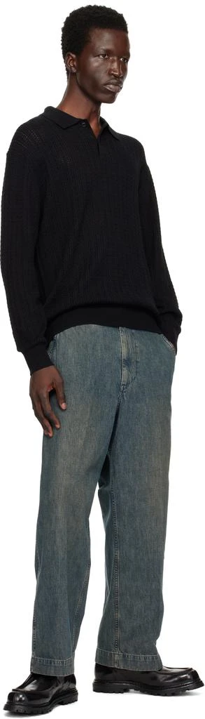 BEAMS PLUS Black Knit Cable Polo 4