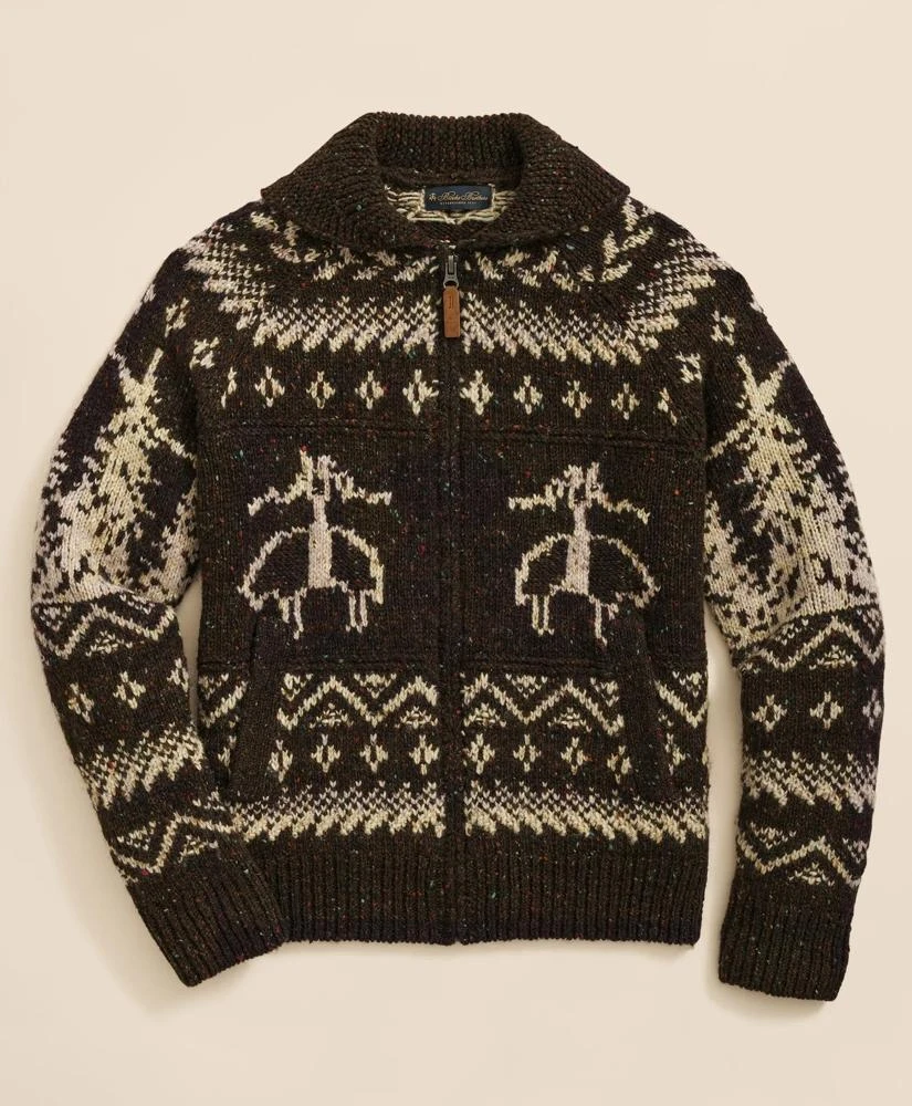Brooks Brothers Donegal Wool Emblem Chunky Zip Cardigan 6