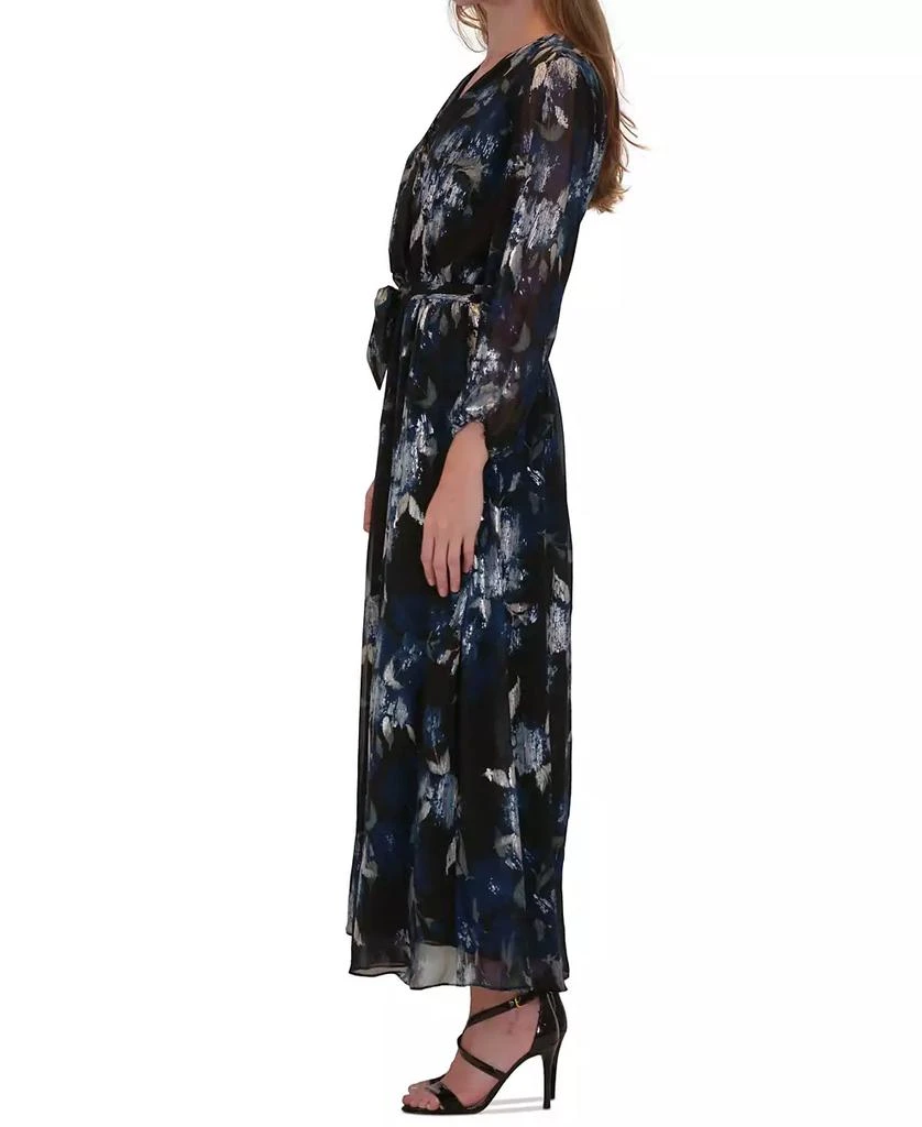 Robbie Bee Petite Balloon-Sleeve Foil Maxi Dress 2