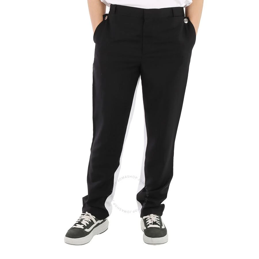 Burberry Men's Logo Print Two Tone Wool Mohair Trousers 1