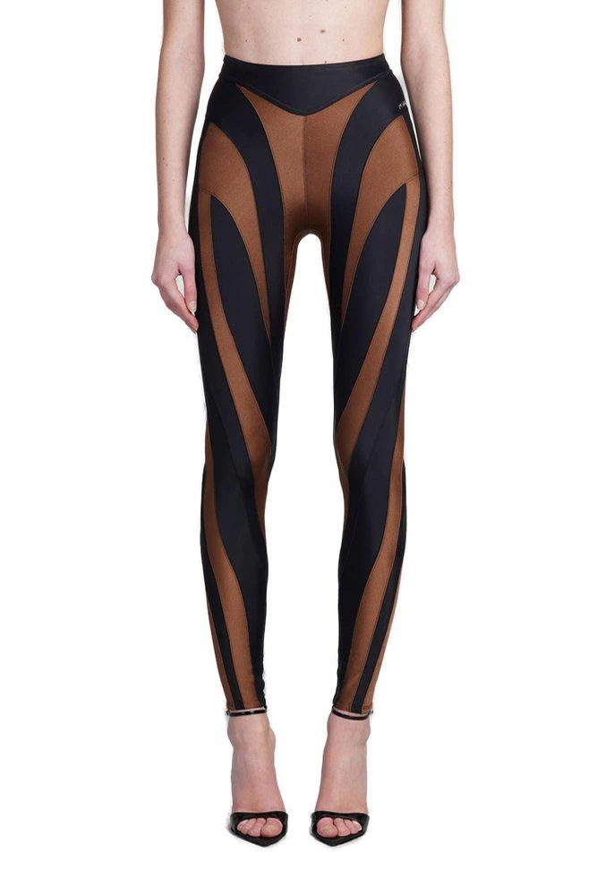 Mugler Mugler Bi-Color Spiral Skinny-Cut Leggings 1