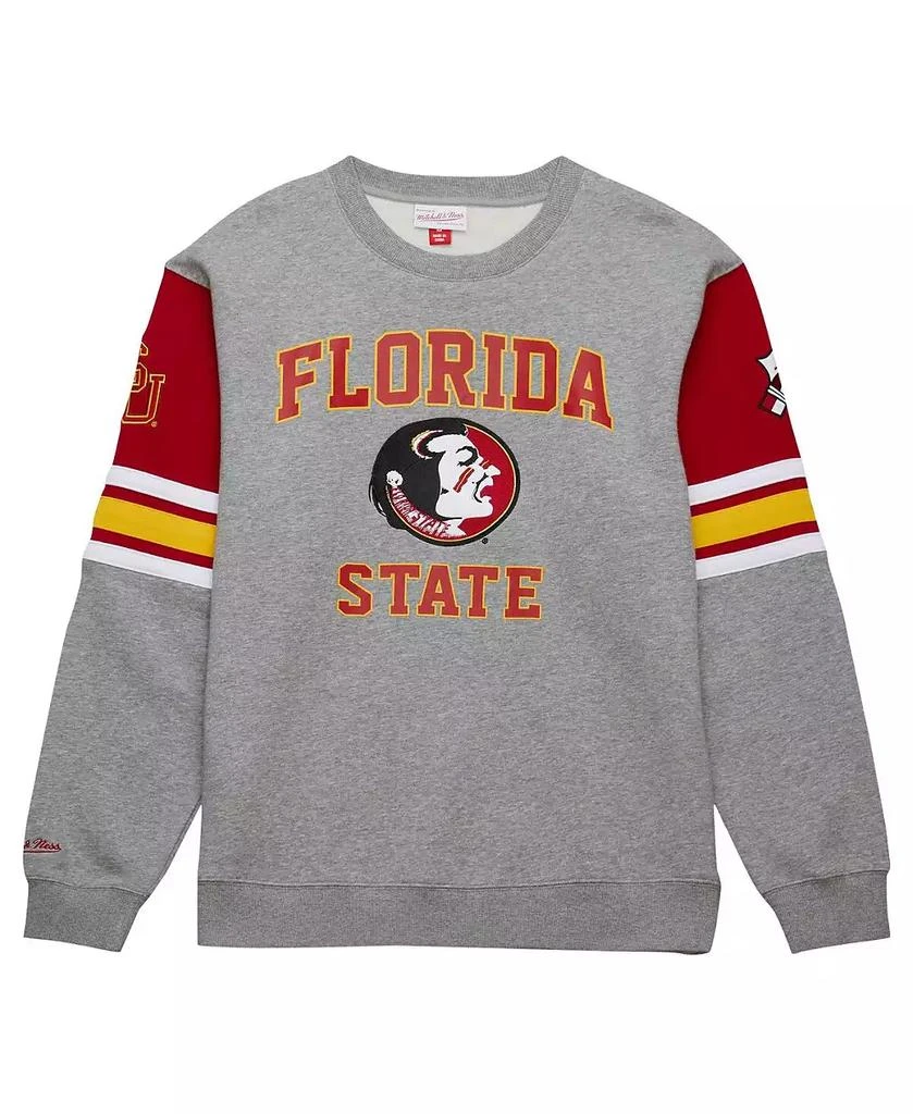 Mitchell 
Ness Men
s Heather Gray Florida State Seminoles Throwback Allover 4.0 Pullover Sweatshirt 2