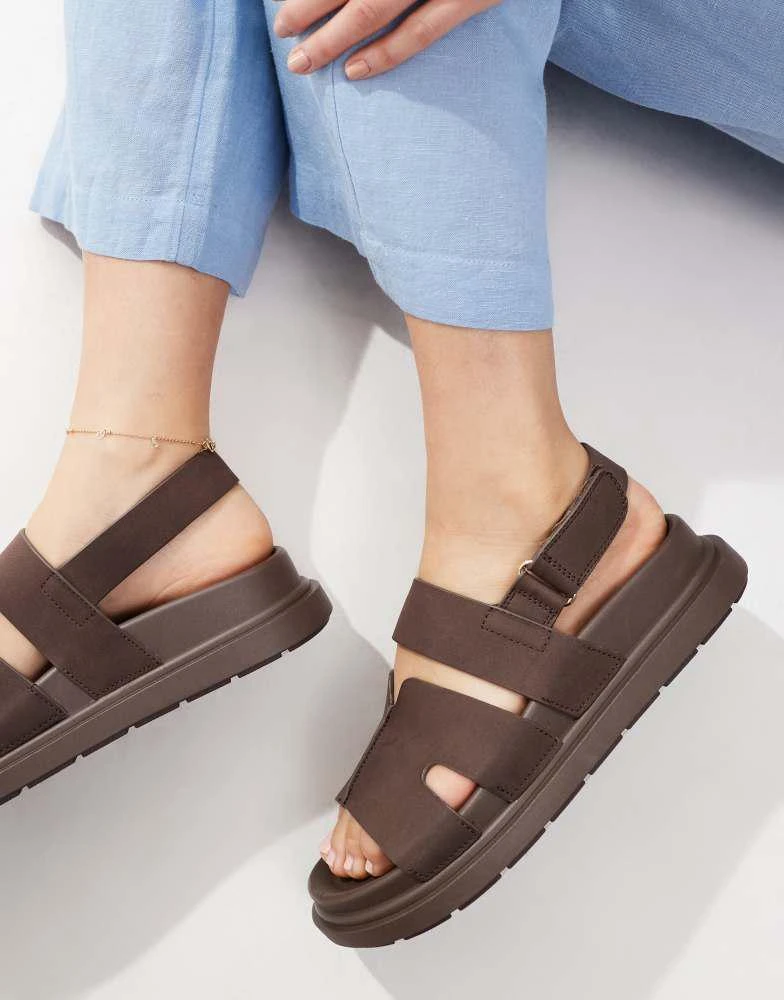 New Look New Look slingback cross strap sandal in brown 3