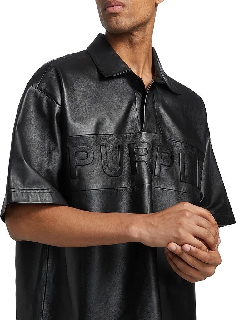 Purple Brand Leather Short-Sleeve Polo Shirt 6