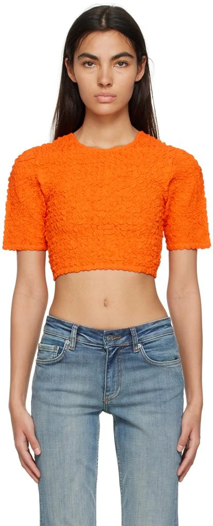 Ganni Orange Cropped T-Shirt 1