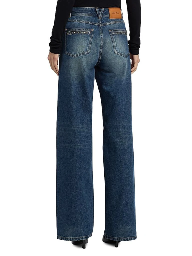 Versace Embellished High-Rise Wide-Leg Jeans 5