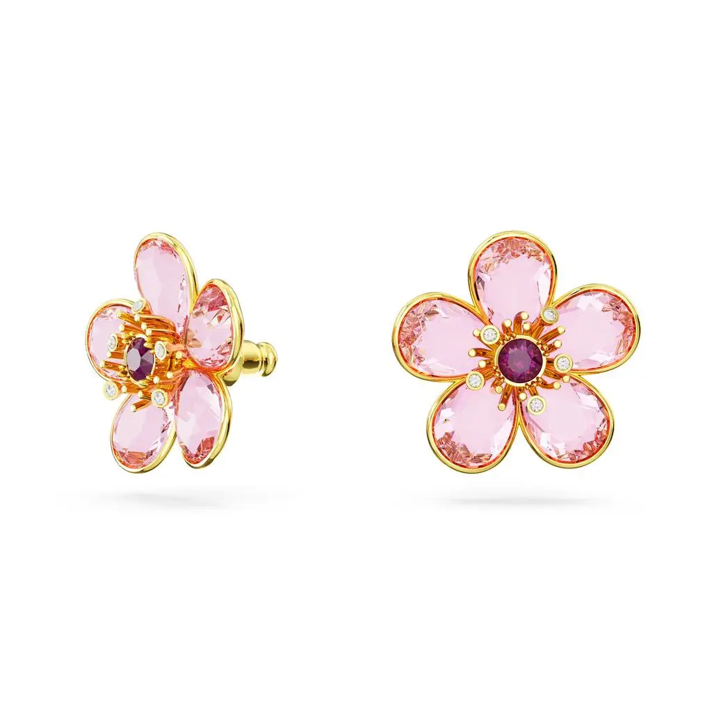 Swarovski Florere stud earrings flower pink gold-tone plated 2