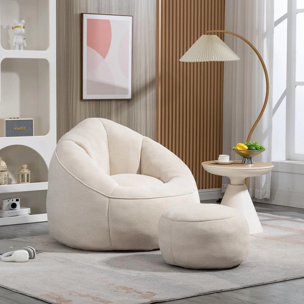 Streamdale Furniture Streamdale Compressed Foam Bean Bag Chair with Footrest 1