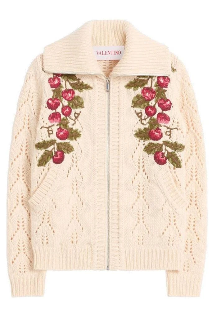 Valentino Valentino	Cherry Patterned Zip-Up Cardigan 1