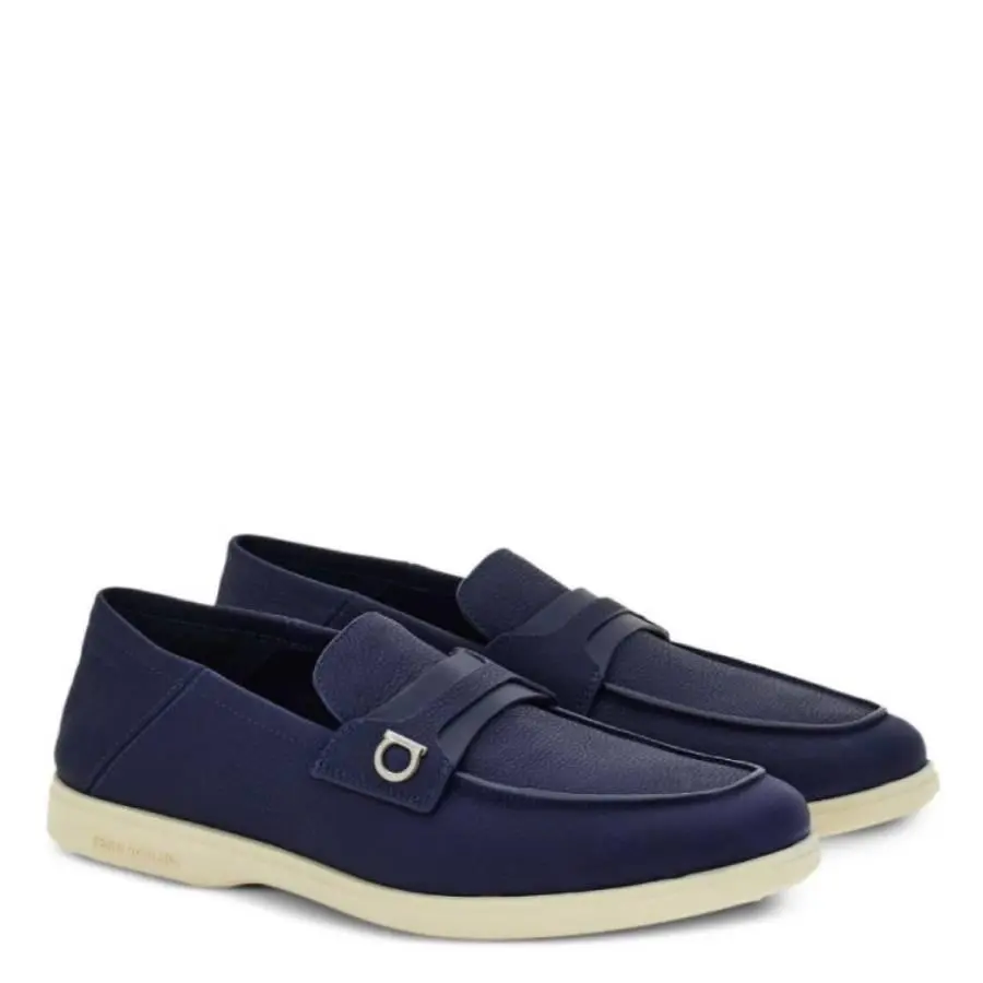 Salvatore Ferragamo Ferragamo Gancini Plaque Leather Loafers, Size 6.5 2