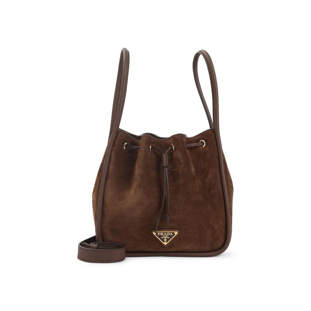 Prada Prada Logo Plaque Drawstring Bucket Bag 1