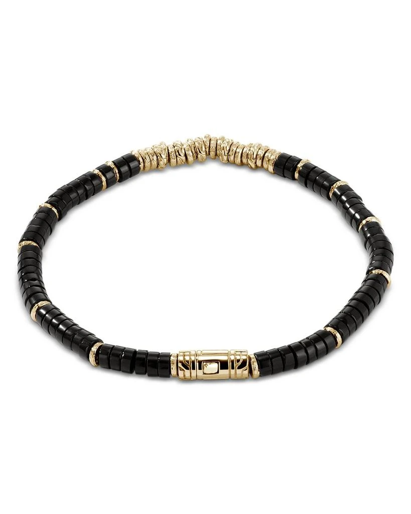 John Hardy 14K Yellow Gold Heishi Onyx Bracelet 6