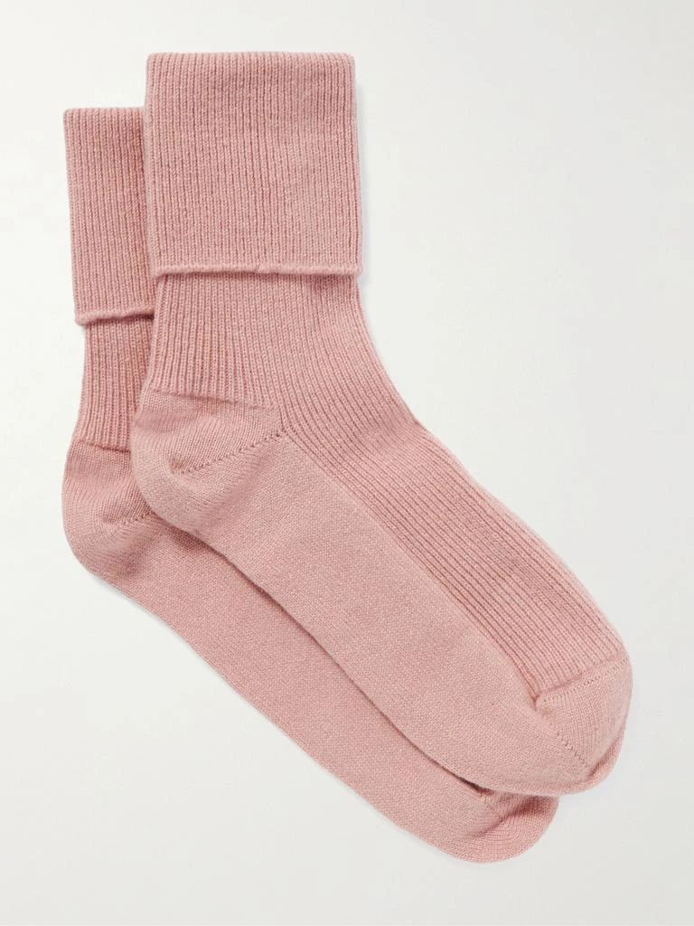 Johnstons of Elgin Ribbed Cashmere-blend Socks - Baby pink