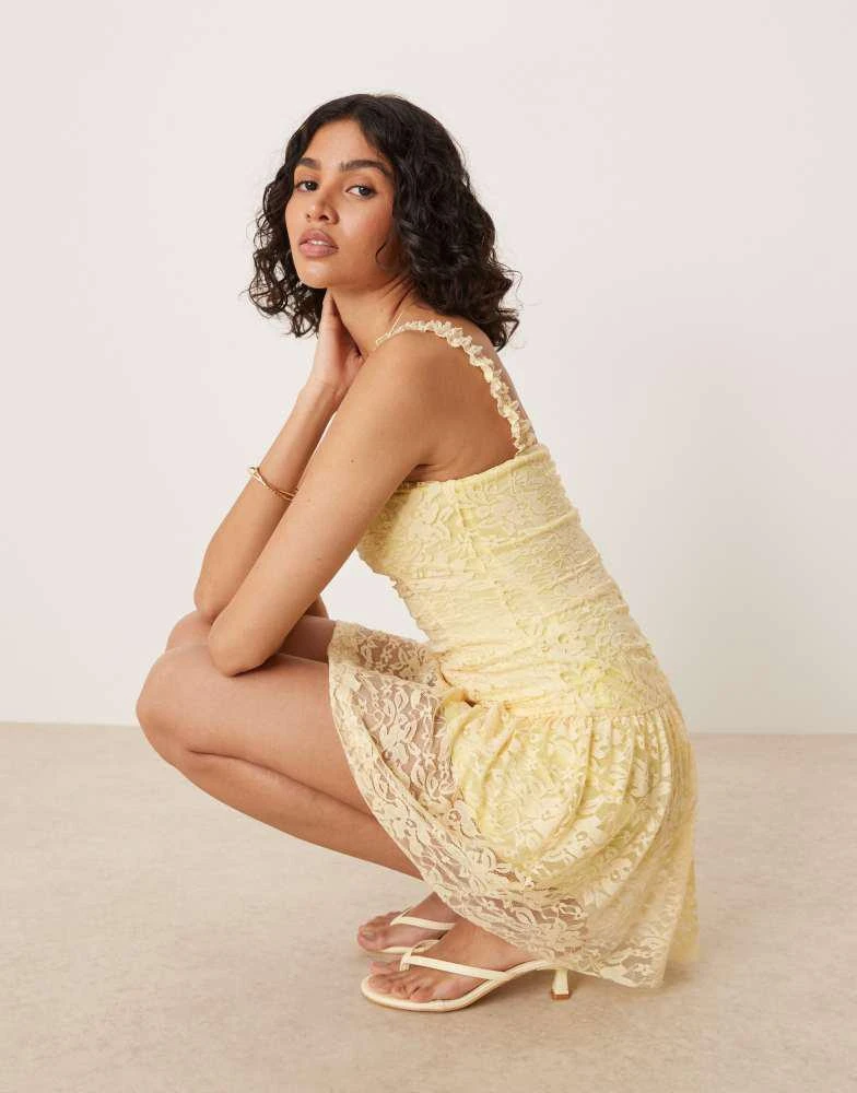 asos design lace mini dress ASOS DESIGN lace bow detail flare mini dress in white