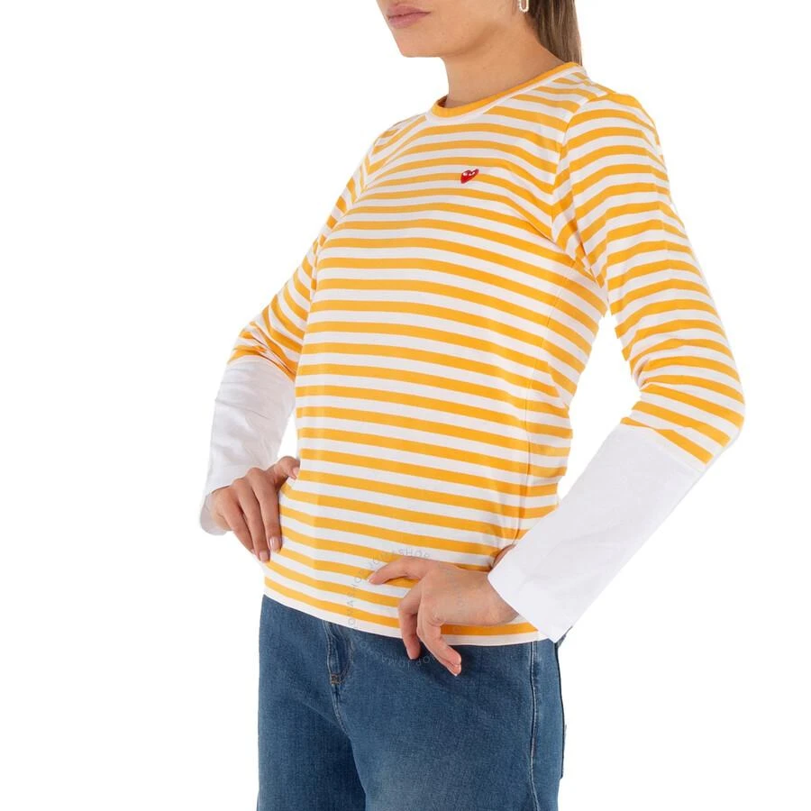 Cdg Play Horizontal-Stripe Heart Emblem  Long-Sleeve T-Shirt 2