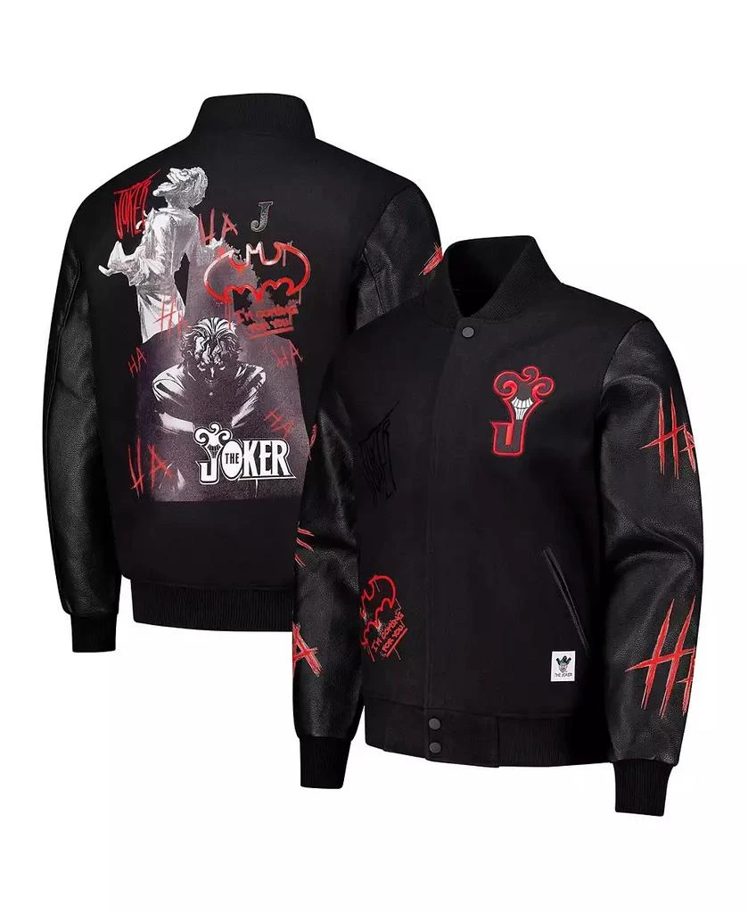 Freeze Max Men's Black Batman Joker Full-Zip Varsity Jacket 1