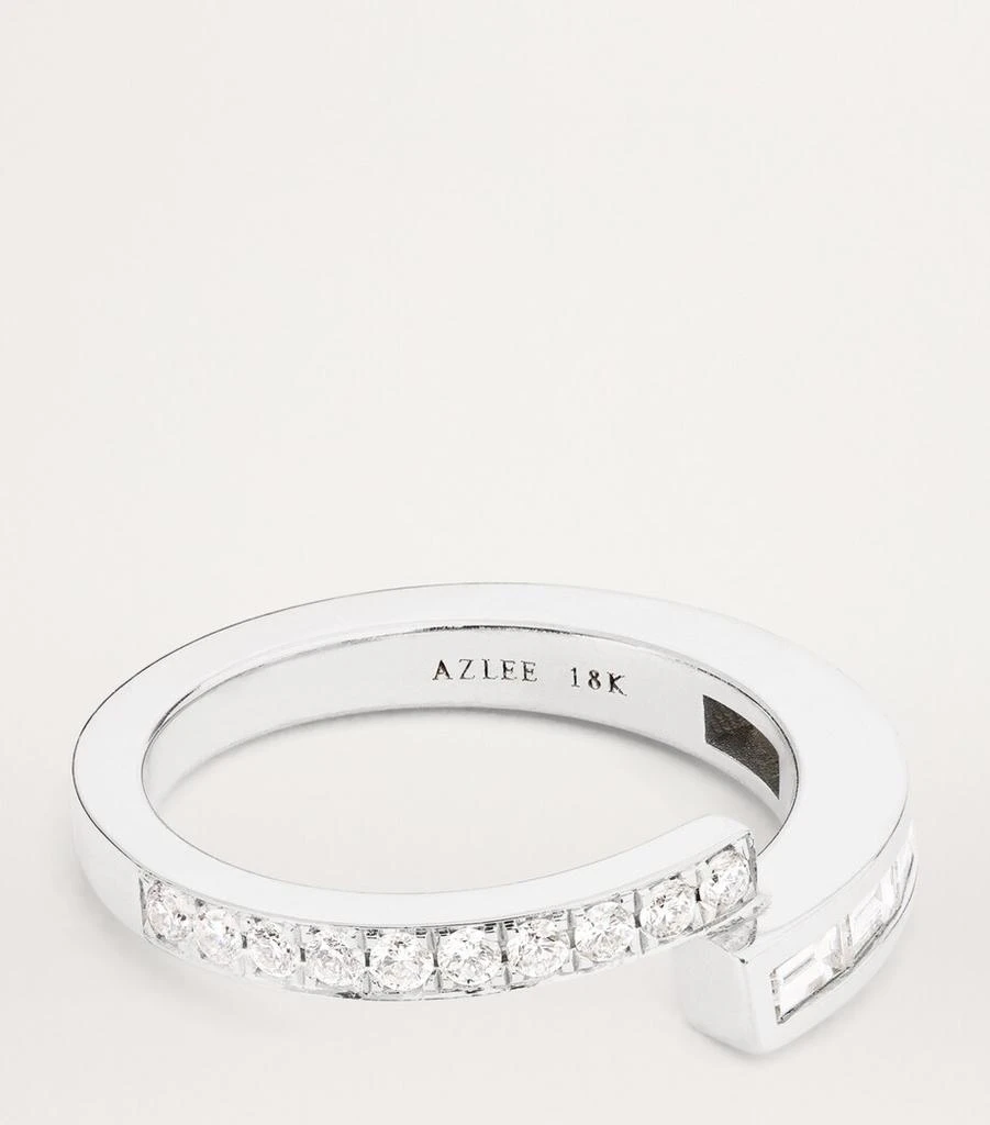 Azlee White Gold and Diamond Pave Baguette Ring 4
