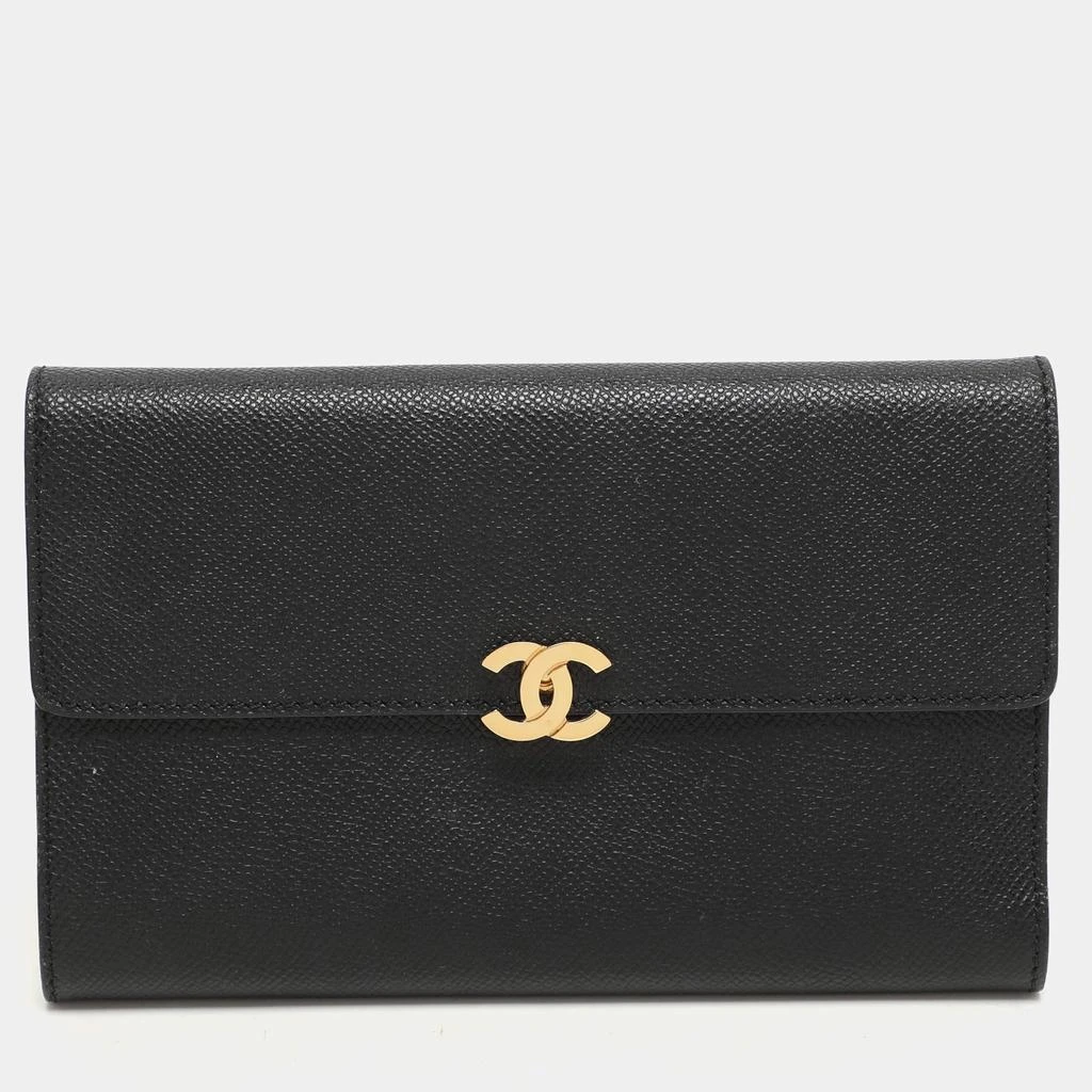Chanel Chanel Black Leather Vintage CC Flap Wallet 1