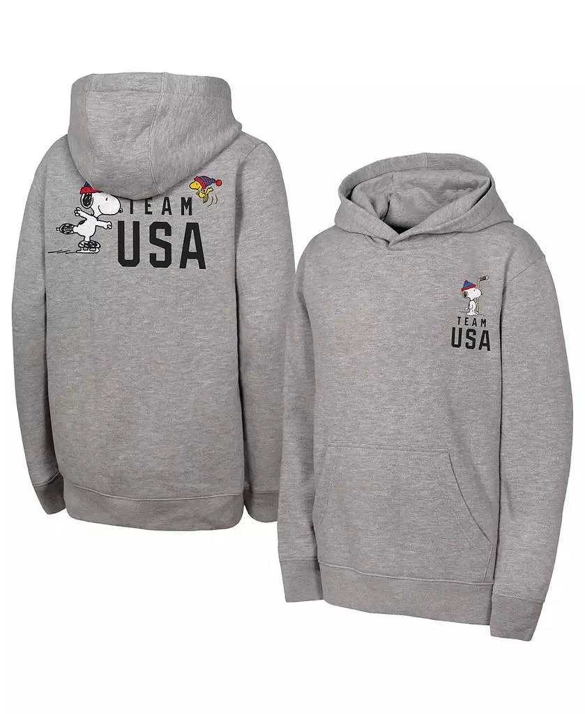 Outerstuff Big Boys and Girls Heather Gray Team USA x Peanuts Spirit Hoodie