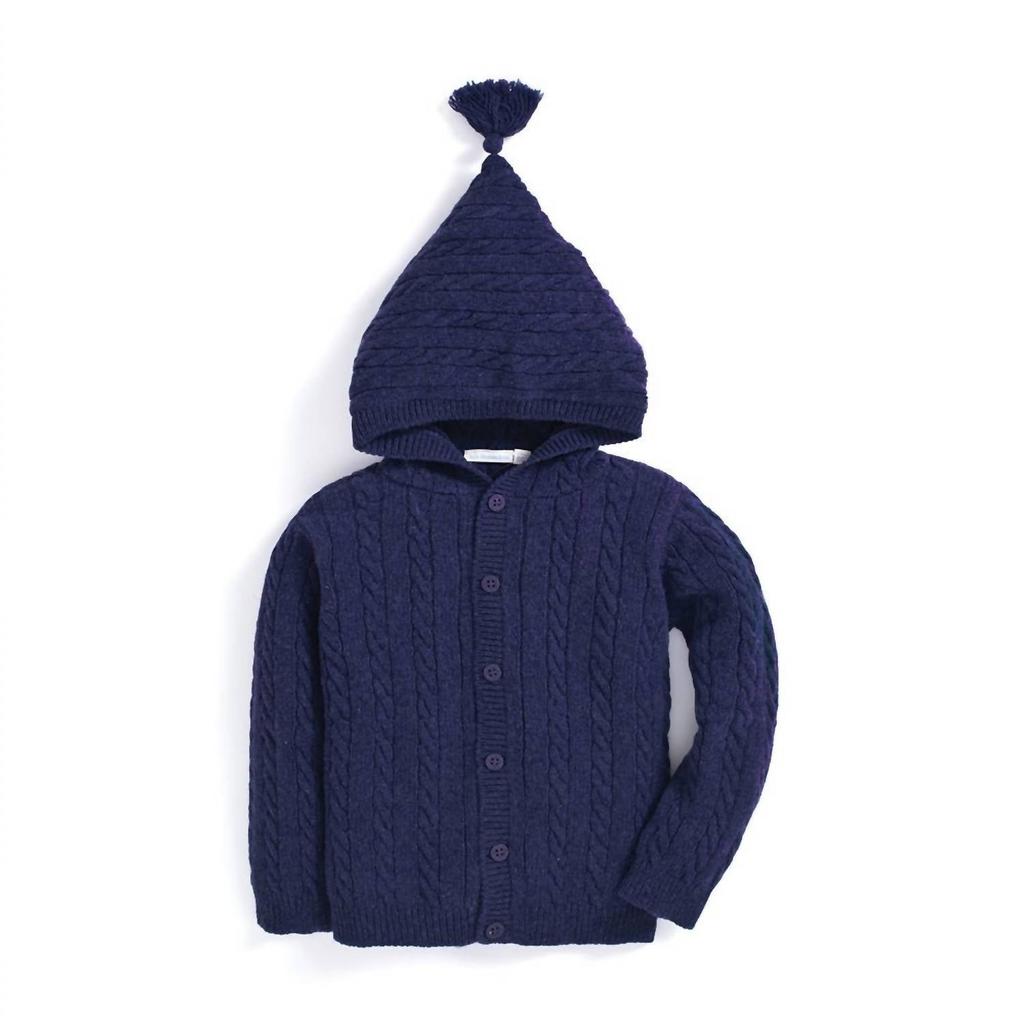 JoJo Maman Bébé Boy's Hooded Cable Knit Cardigan