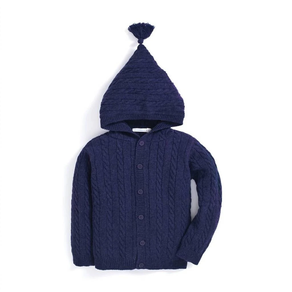 JoJo Maman Bébé Boy's Hooded Cable Knit Cardigan 1