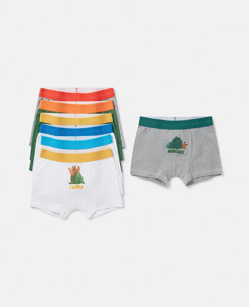 Stella McCartney Stella McCartney - 7 Pack of Bear Badge Days of the Week Boxers, Woman, Multicolour, Size: 2 1