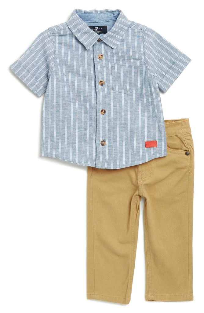7 For All Mankind Short Sleeve Button-Up Shirt & Jeans Set 1
