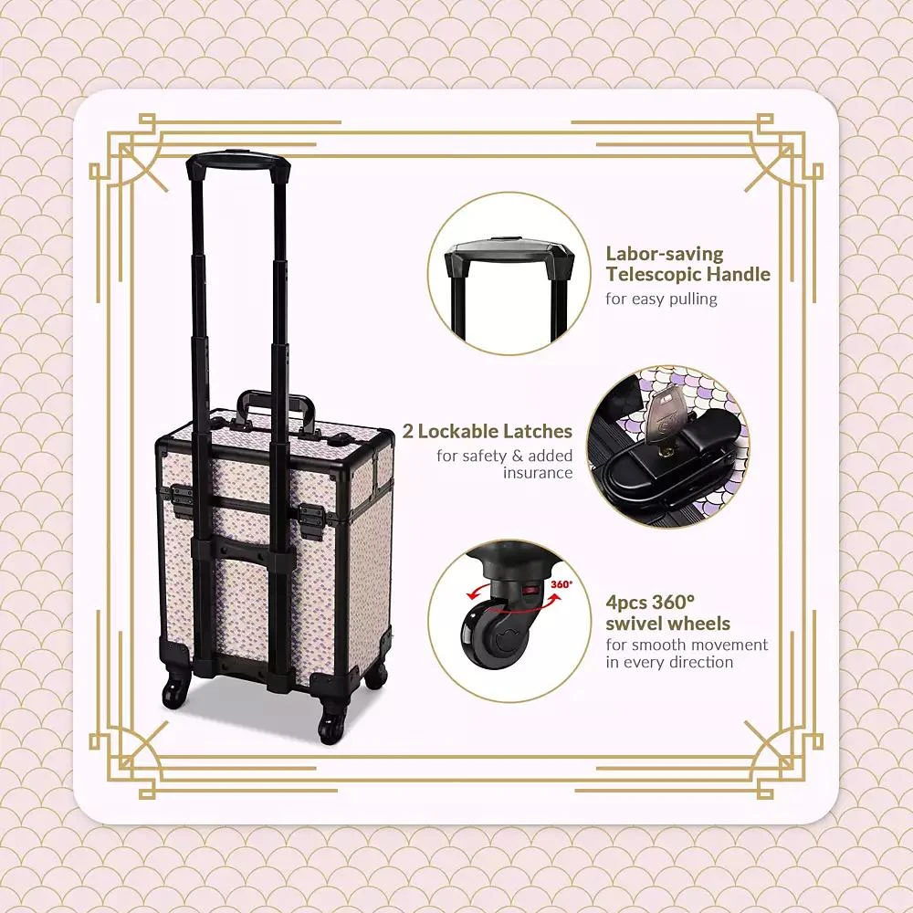 Byootique Cosmetology Case on Wheels Cosmetic Trolley Travel Art Deco Tyrian 4