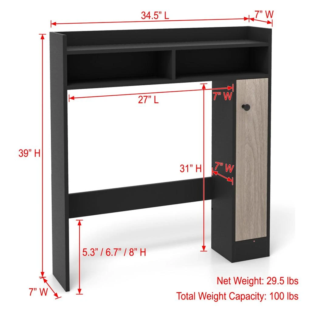 Hivvago Over-Toilet Bathroom Floor Storage Rack with Adjustable Shelving 3