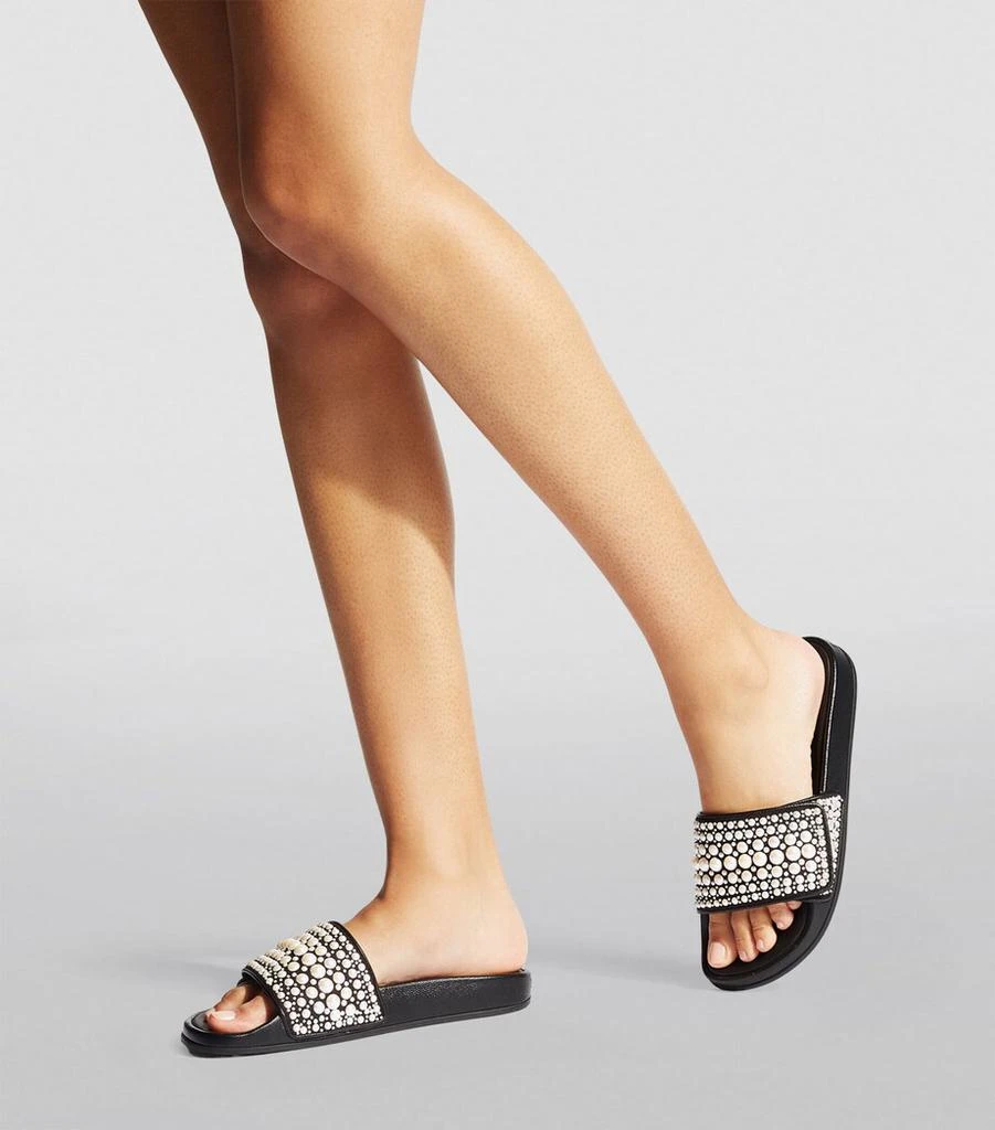Jimmy Choo Fitz Embellished Canvas-Leather Slides 4