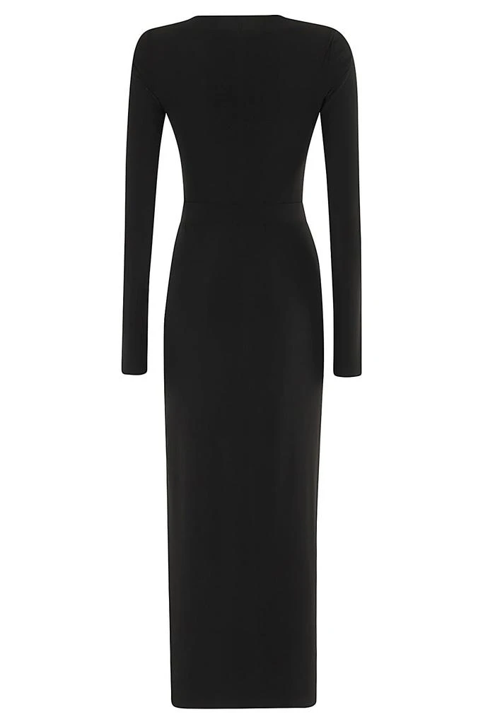 Norma Kamali Long Sleeve Deep Scoop Neck Side Slit Gown 2