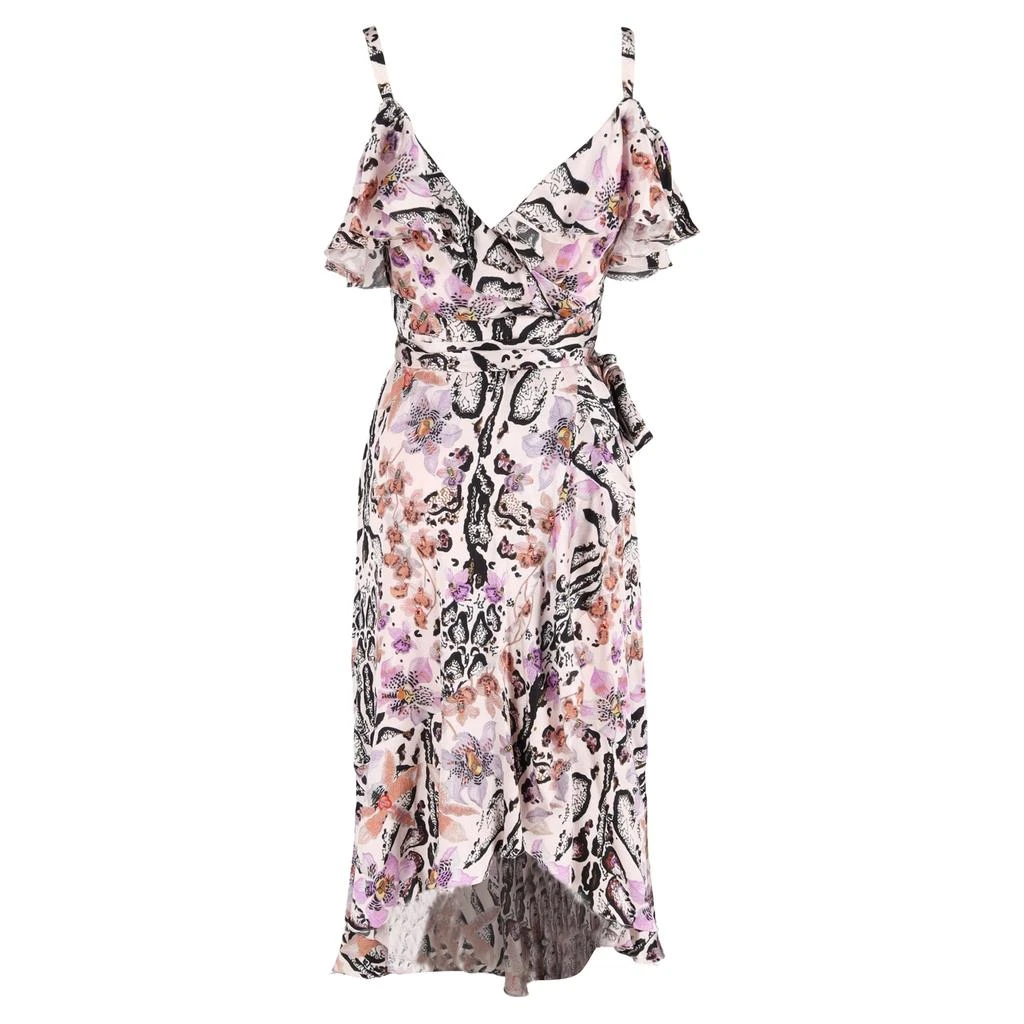 Temperley London Ruffled Printed Hammered Midi Dress in Multicolor Silk 3