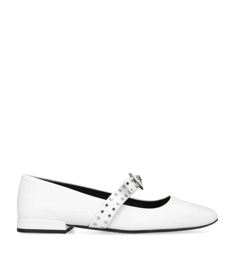 Versace Leather Gianni Ribbon Ballet Flats 1
