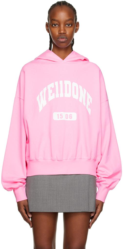 We11done Pink Old School Campus Hoodie