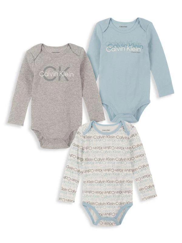 Calvin Klein Baby Boy's 3-Piece Logo Bodysuit Set 1