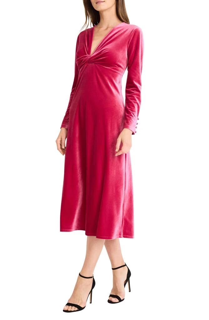 Maggy London Twist Long Sleeve Velvet Midi Cocktail Dress 4