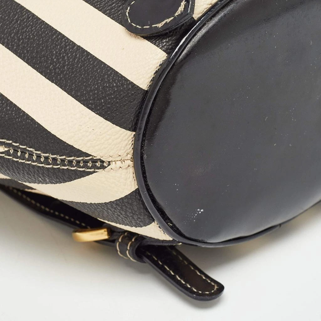 Moschino Moschino Black/Cream Coated Canvas Striped Mini Drawstring Backpack 17