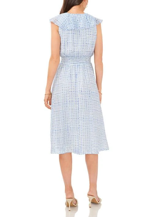 Vince Camuto Camuto Womens Ruffle Surplice Grid Printed Dress 2